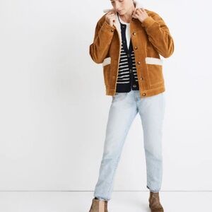 Sherpa-Lined Corduroy Swing Chore Coat in antique gold SZ small